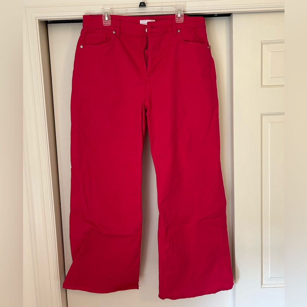 Loft Vibrant Red Wide-Leg Denim Pants